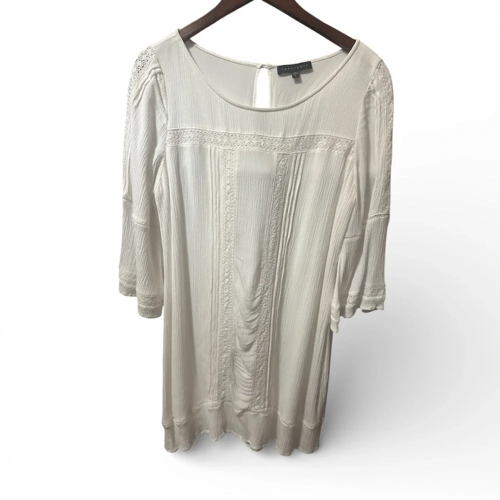 Sanctuary White Boho Lacey Long Sleeve with Textured Details Resortwear Casual - Picture 2 of 7